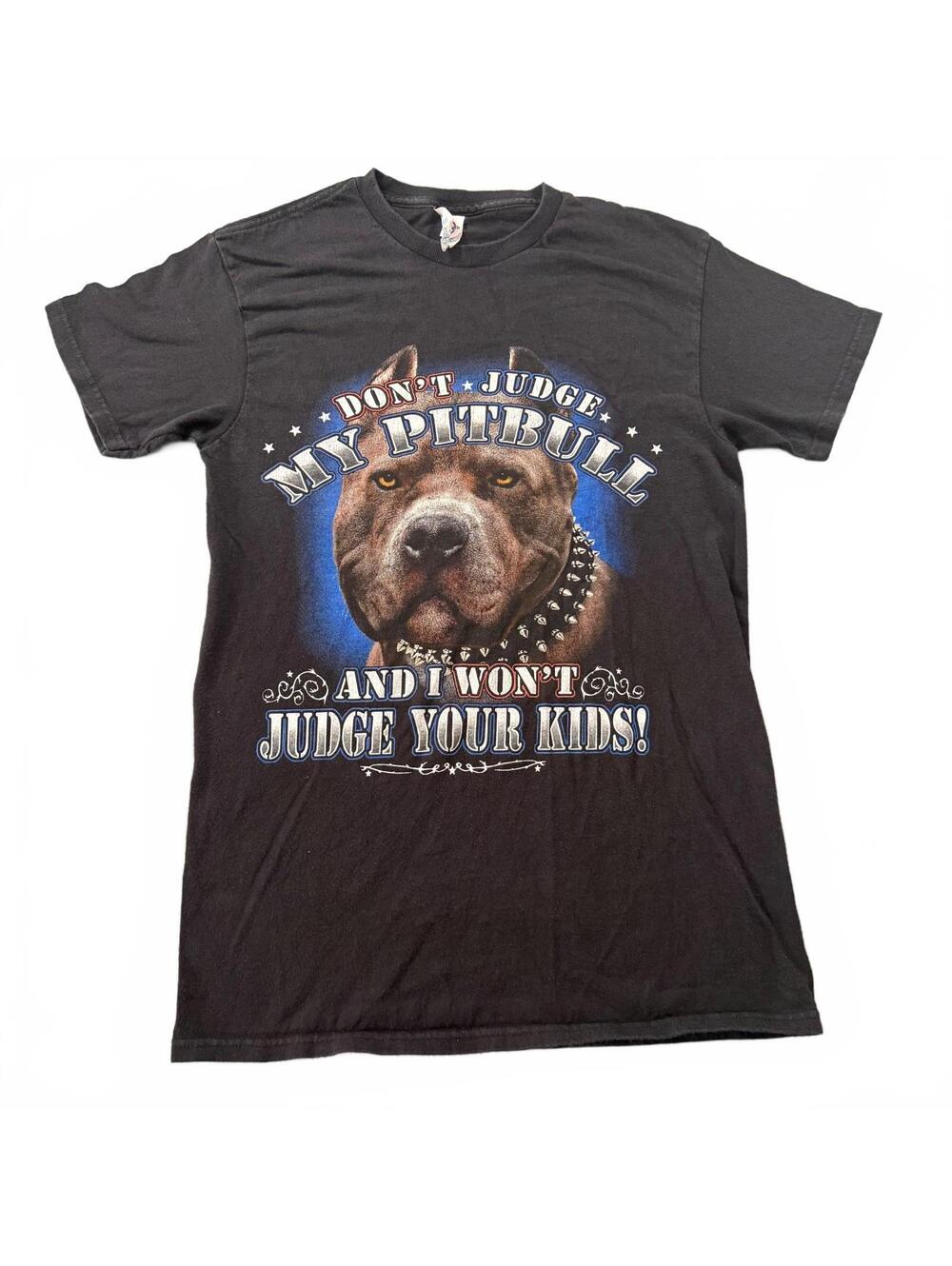 Don't Judge My Pitbull Graphic T-Shirt Men's Size S Black Delta Pro Weight Dog